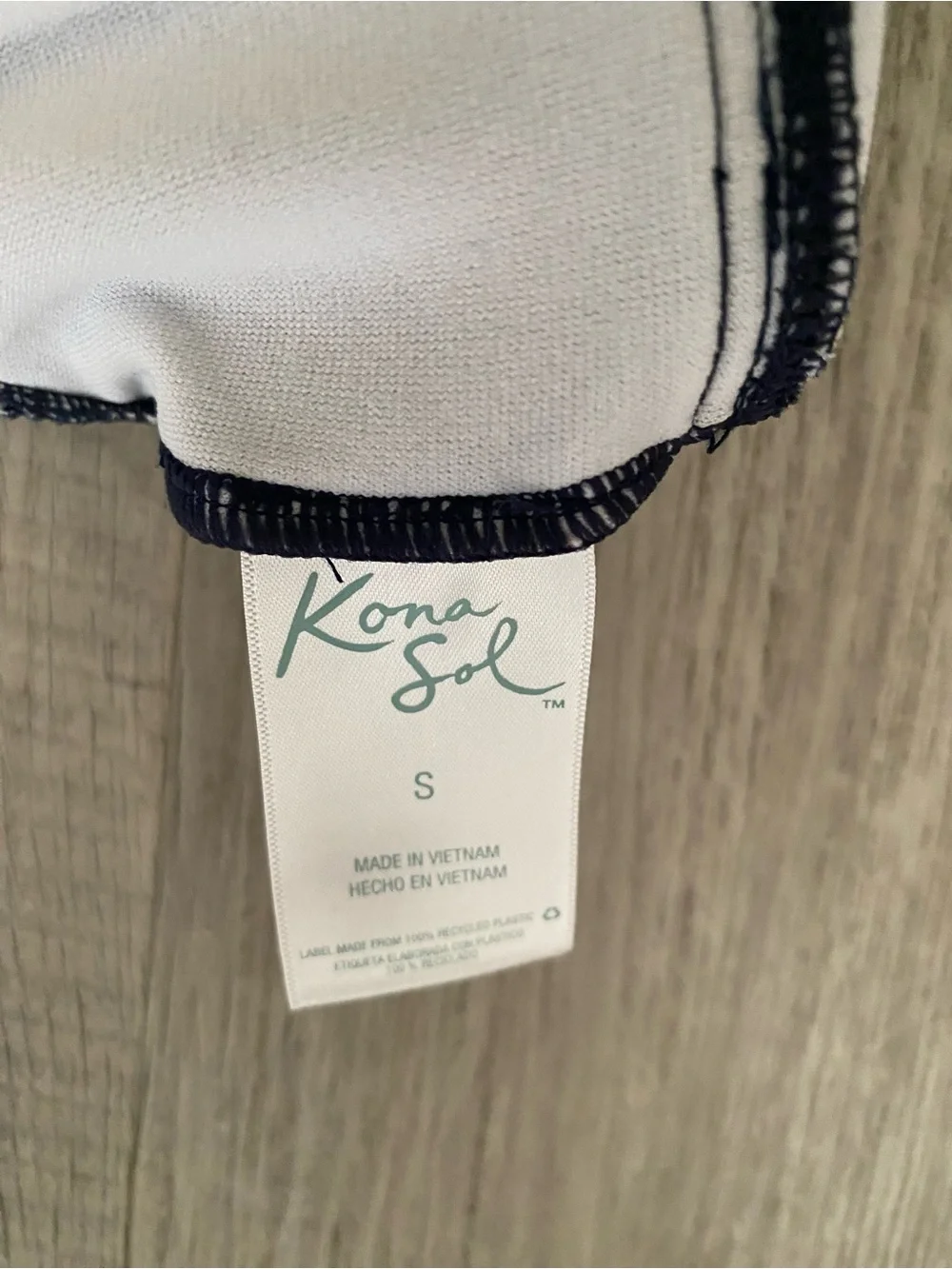 Kona Sol Shirred Tie Front Polka Dot One Piece Swimsuit Navy White Retro - Sz S